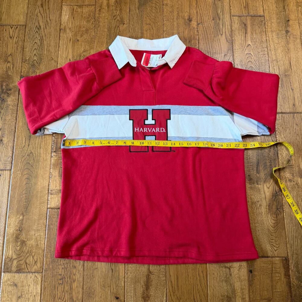 Harvard University Unisex Rugby Collared Polo Shirt Colorblock Crimson Striped M - Picture 4 of 5